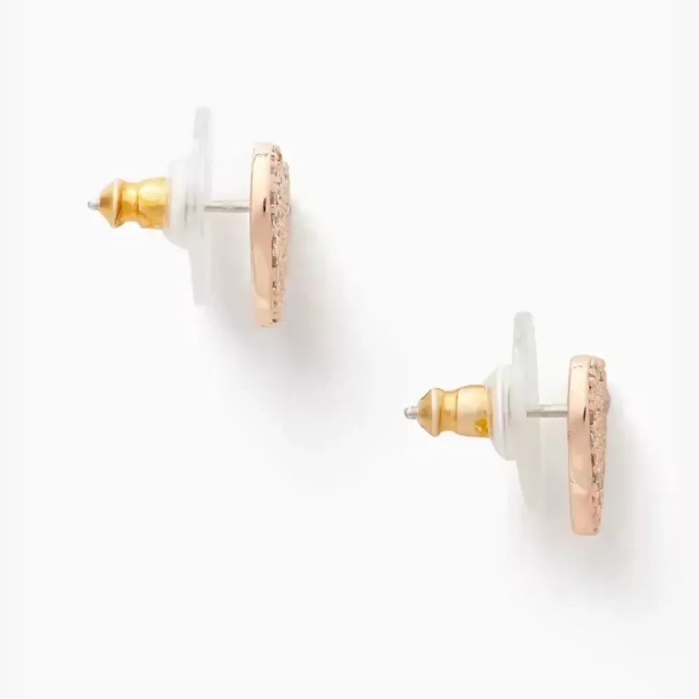 Yours Truly Pave Heart Studs rose gold